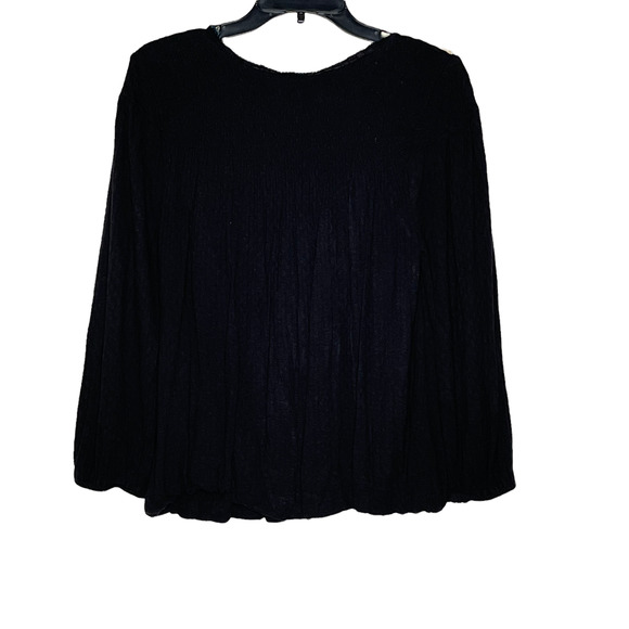 Free People Womens Top Size XS Black Yellow Floral‎ Blouse Cotton Linen Blend - Picture 4 of 4